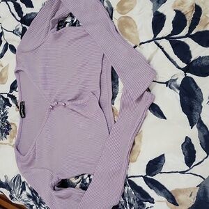 NWOT Purple Ribbed Cropped Cardigan